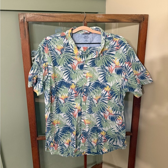 Izod Other - Izod Saltwater Men’s Blue and Green Tropical Casual Button Down Shirt - Size XXL